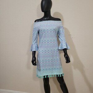 Cabana Life Off The Shoulder Mini Dress Size Medium Coverluxe Smocked 50+ UV